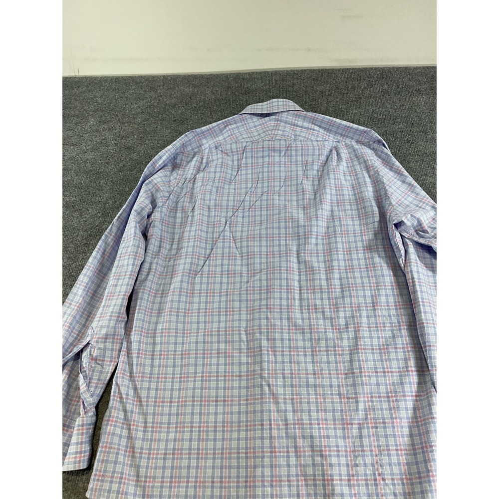 Charles Tyrwhitt Slim Fit Dress Shirt 16/35 Blue Pink Check Non Iron Long Sleeve